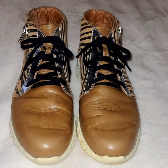 Naot* Polaris* High Top Sneaker* Boot*Leather* Tan/Black/Silver* Sz EU40 - Picture 2 of 7